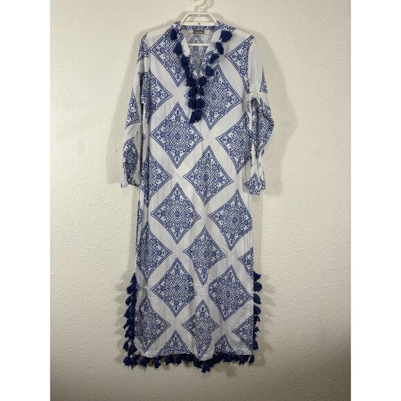 Annie Selke Pine Cone Hill Nightgown Womens Size XS/S Cotton Blend Geometric - Picture 1 of 15